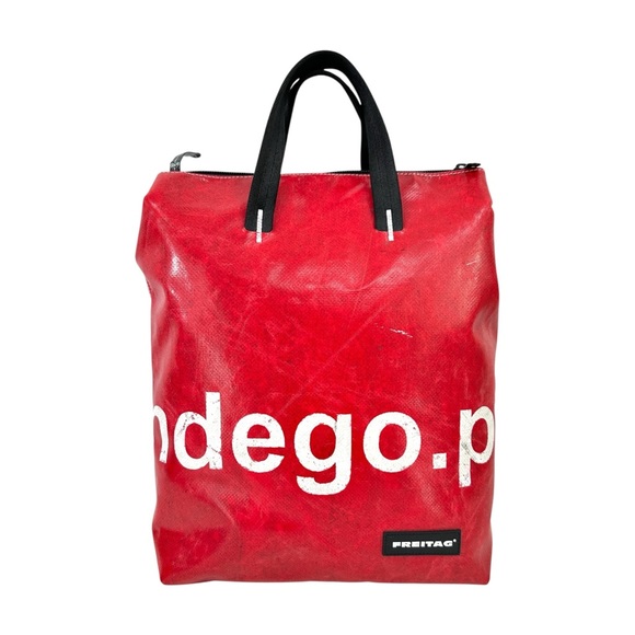 Freitag F201 Pete Backpack - One of a Kind Red Upcycled Truck Tarp City Backpack - Picture 1 of 10
